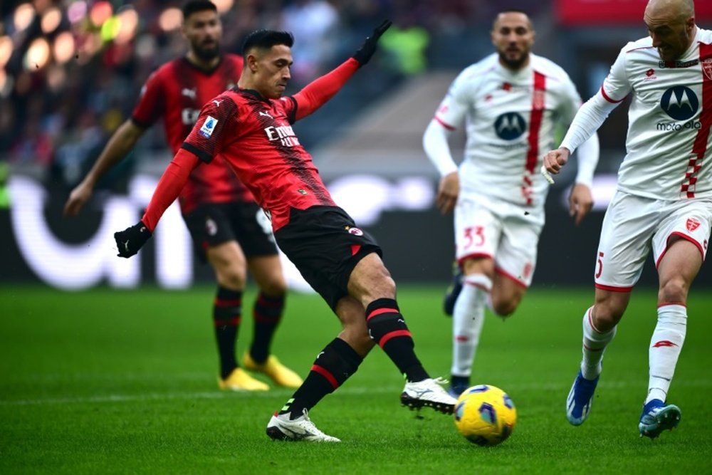 Reijnders scored the opener for AC Milan in their 3-0 win over Monza. AFP