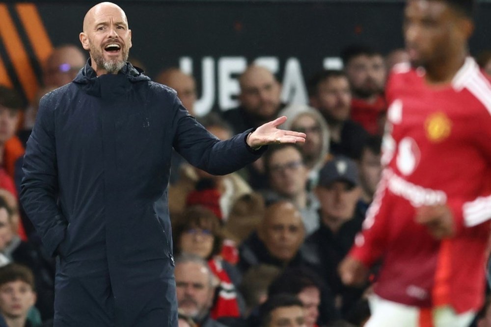 Ten Hag's spluttering team are back in action against Tottenham at Old Trafford on Sunday. AFP
