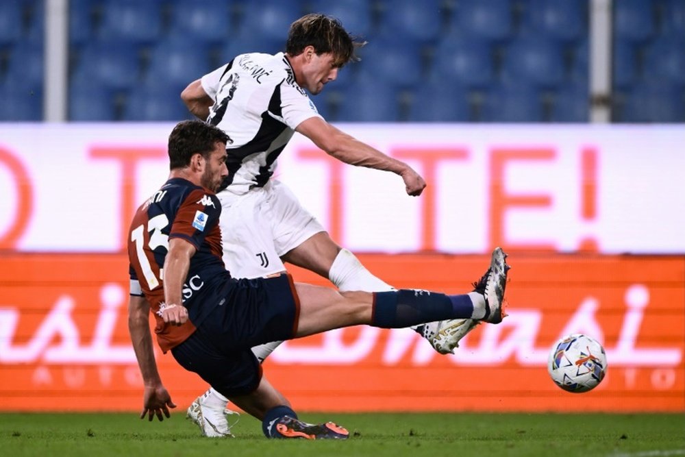 Dusan Vlahovic scored a brace in Juventus' 0-3 win against Genoa. AFP