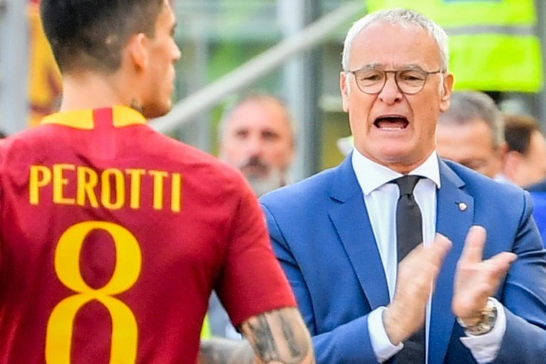 Ranieri (r) would be very happy if Conte became the next Roma coach. AFP