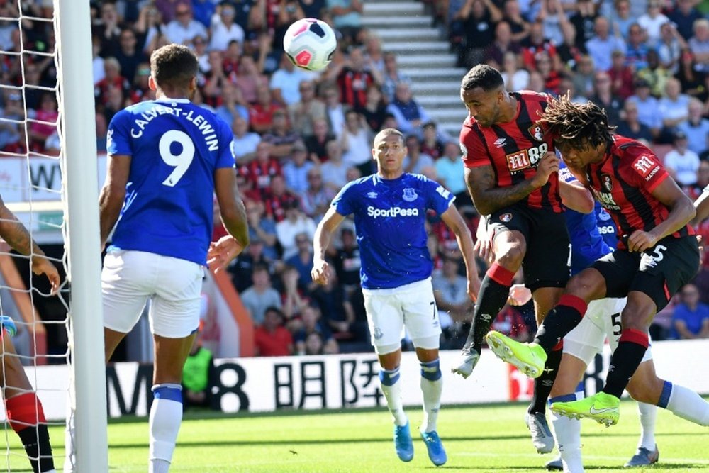 Callum Wilson (2R) netted twice for Bournemouth versus Everton. AFP