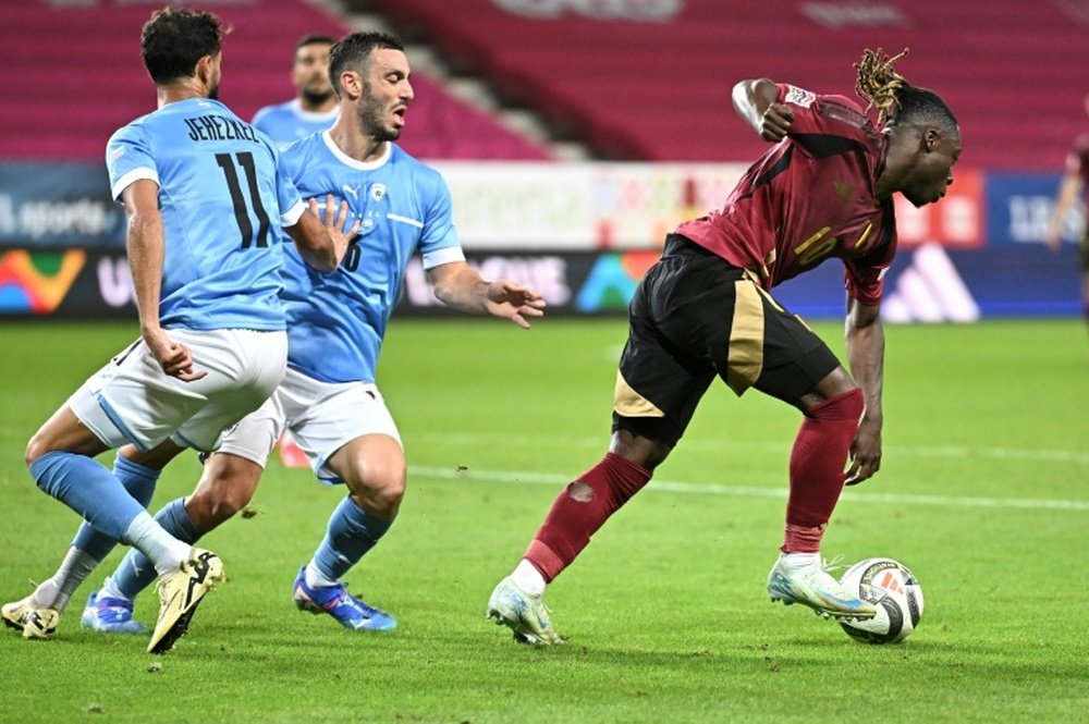 Jeremy Doku helped De Bruyne score the opener against Israel. AFP