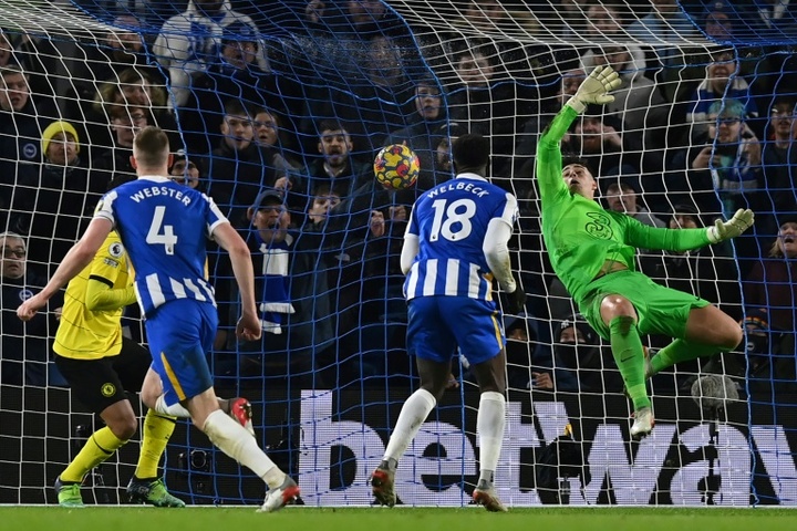 Net buster: Adam Webster scored Brighton's equaliser. AFP