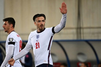 Englands Jack Grealish celebrates after scoring against Andorra. AFP