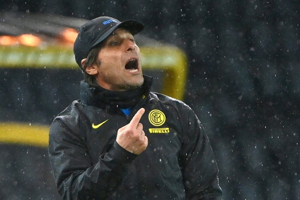 Inter Milan coach Antonio Conte was sent off for clashing with the referee in Udine. AFP