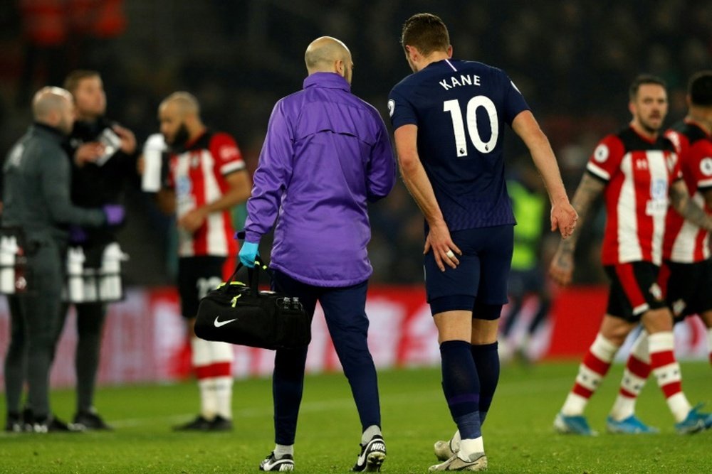 Harry Kane followed Spurs' mgame with Liverpool from his hospital bed. AFP