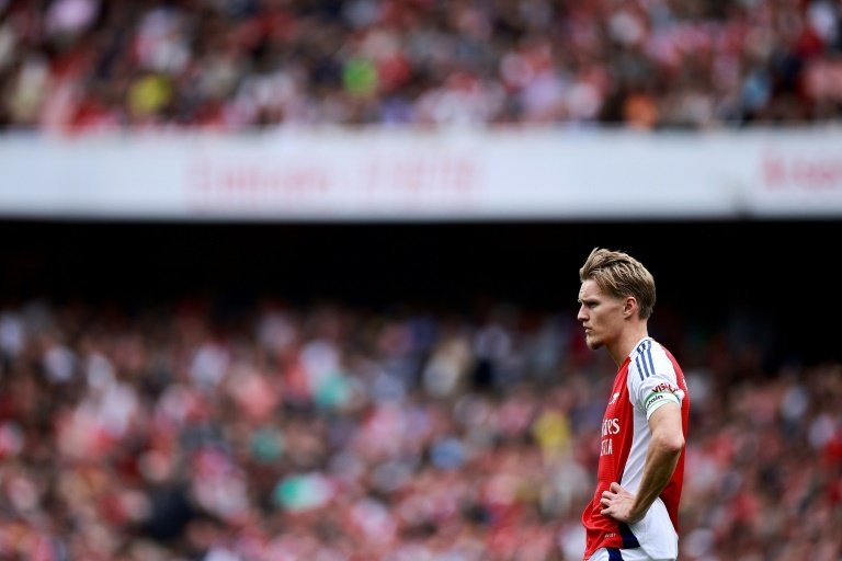 Martin Odegaard is a major doubt for Sunday's north London derby due to an ankle injury. AFP