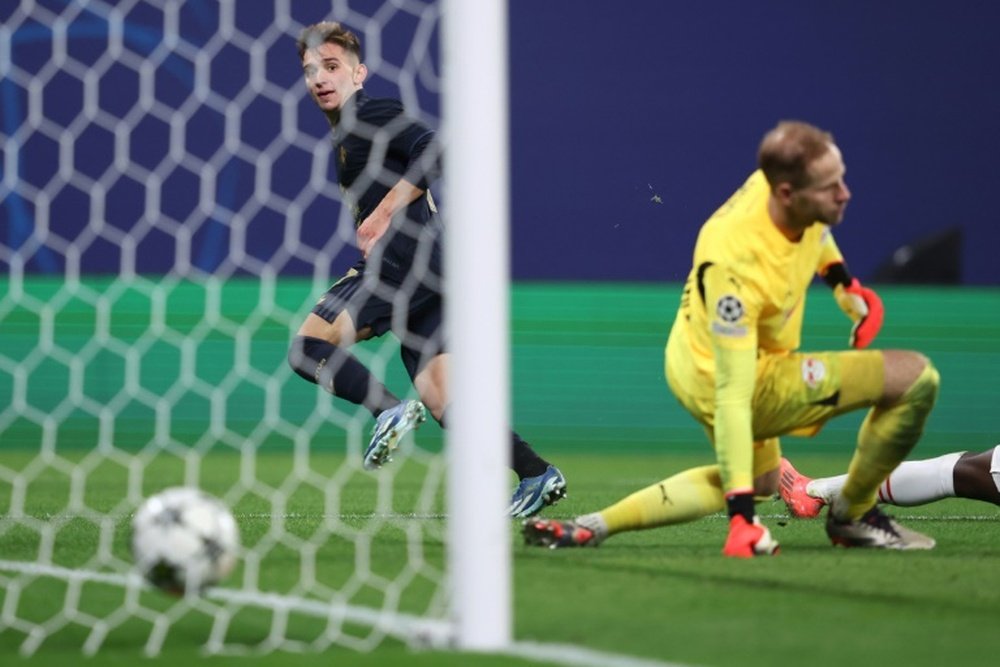Francisco Conceicao scored against Leipzig in the Champions League. AFP