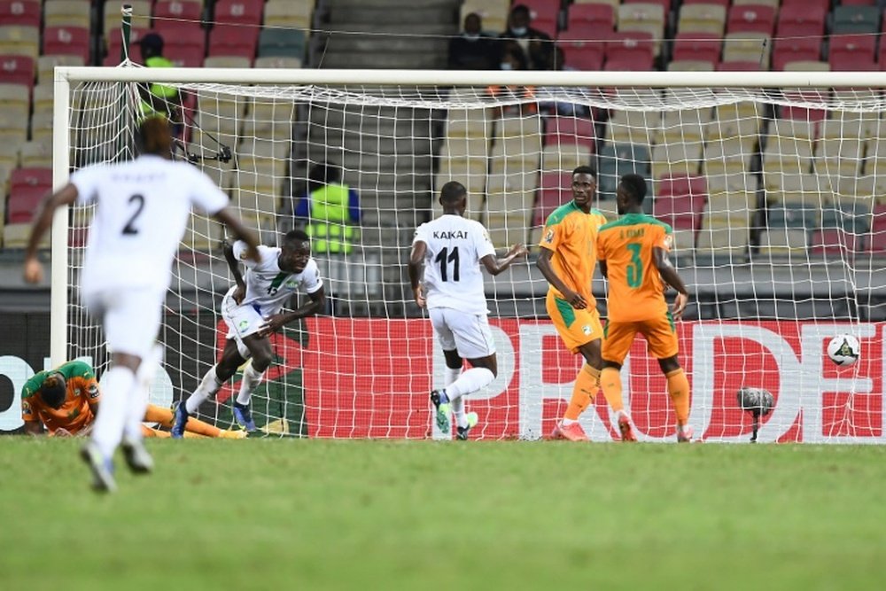 Kamara scored a equaliser for Sierra Leone against Ivory Coast after a goalkeeping error. AFP