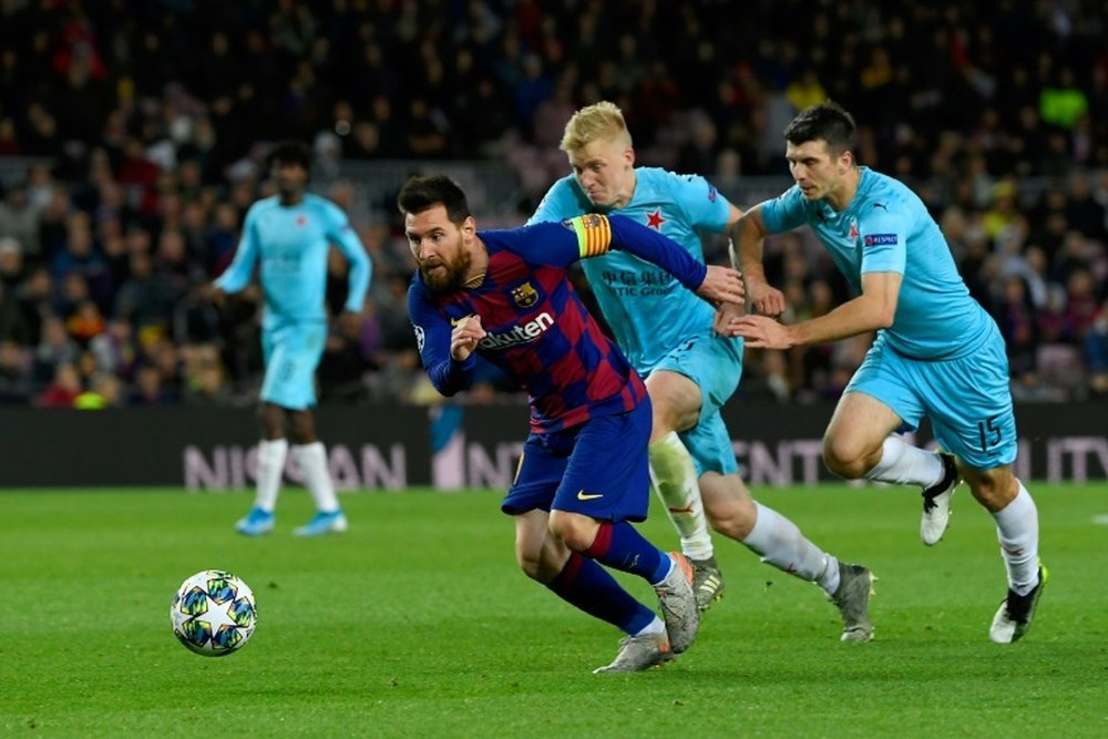 Messi was unable to score against Slavia Prague at Camp Nou. AFP