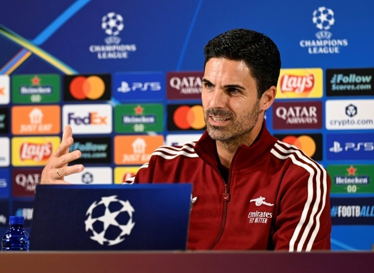 Arteta gave a press conference on the eve of the UCL football match against Athletic. AFP
