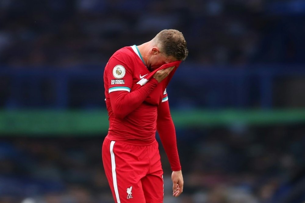 Jordan Hendersons stoppage time winner for Liverpool was ruled out by VAR for offside. AFP