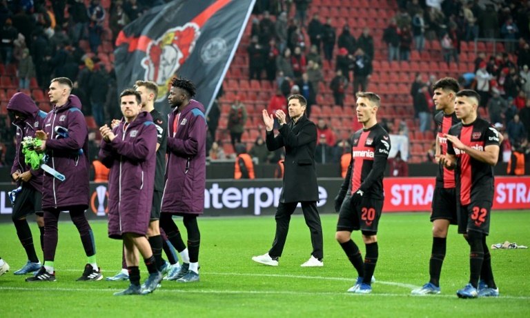 Unbeaten Leverkusen sit four clear of second-placed Bayern. AFP