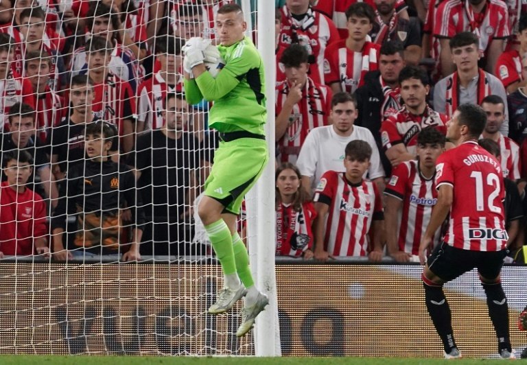 Lunin kept a clean sheet in Real Madrid's opening win over Athletic Bilbao. AFP