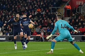 Aymeric Laporte salvaged a draw for Man City at Southampton. AFP
