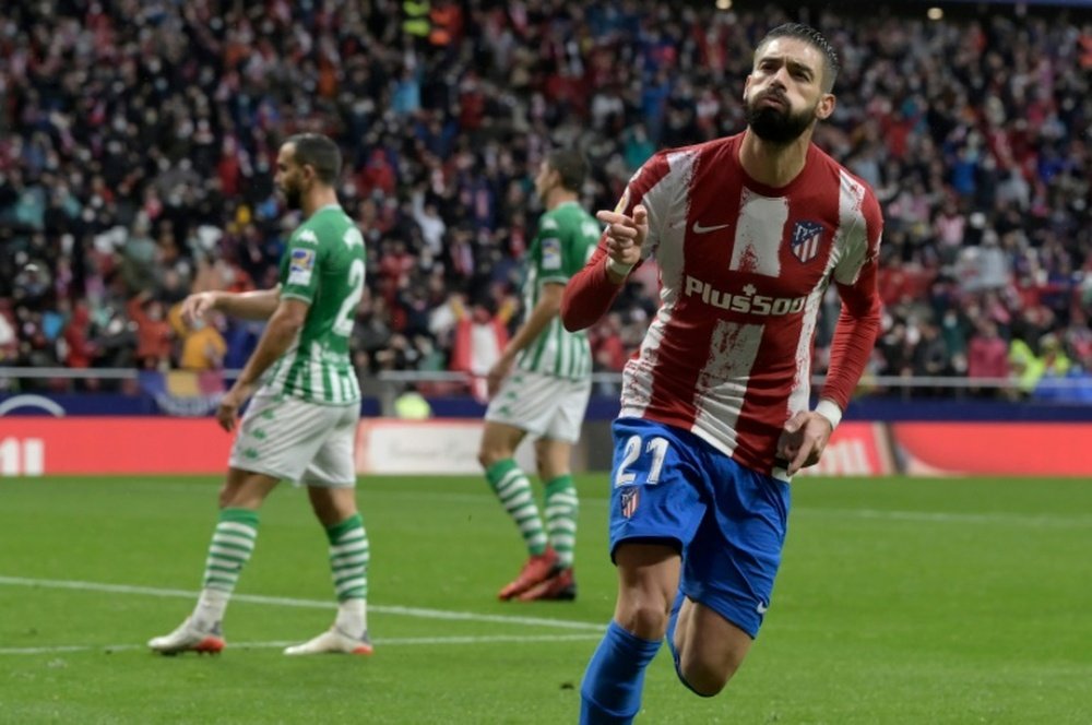 Yannick Carrasco scored as Atletico Madrid beat Betis in pouring rain. AFP
