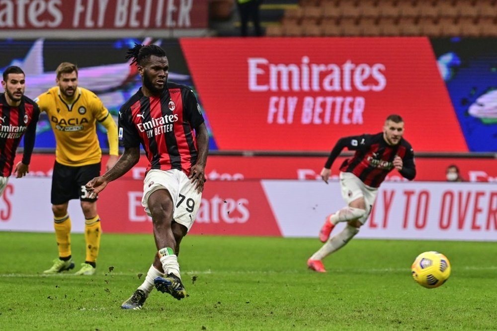 Franck Kessie got AC Milan a leveller v Udinese. AFP