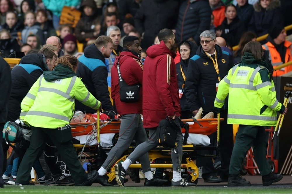Maanum was taken from the pitch on a stretcher after being taken ill. AFP