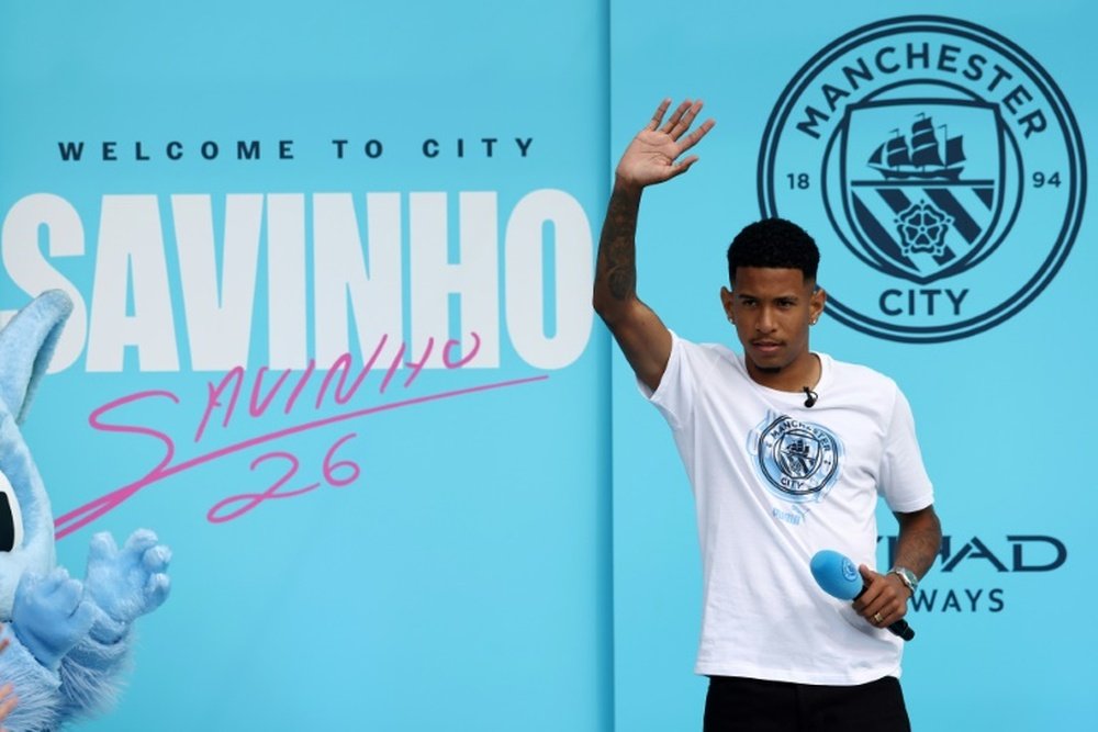 Savinho idolised former City winger Riyad Mahrez as a youngster. AFP