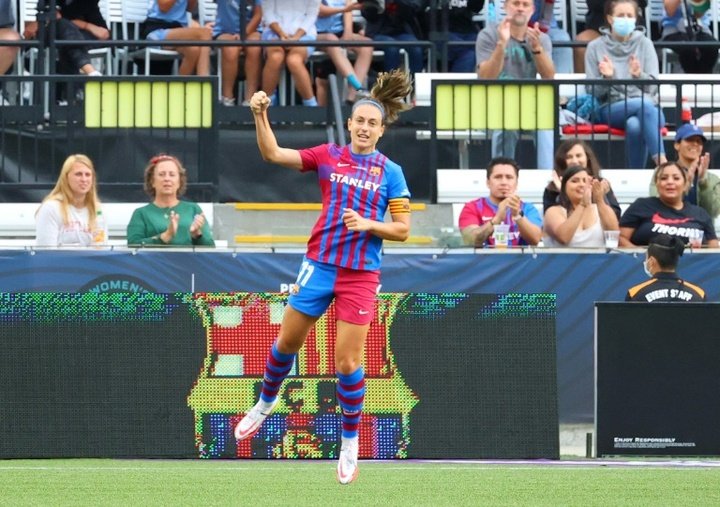 Barcelona got themselves a 5-0 win over Real Madrid to win the women's league title. AFP