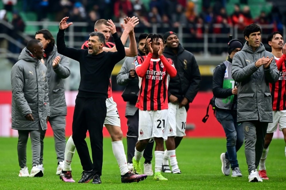 Conceicao and Calabria almost came to blows after Milan's win over Parma. AFP