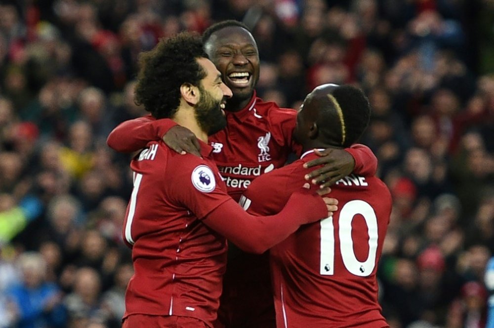 Liverpool's African trio all found the back of the net against Huddersfield on Friday. AFP