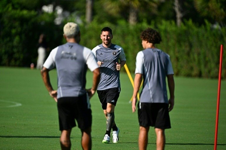 Messi trained with his new Inter Miami teammates in Fort Lauderdale. AFP