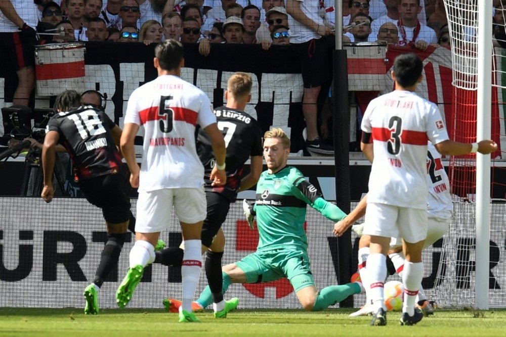 Christophe Nkunku scored as Leipzig drew at Stuttgart. AFP