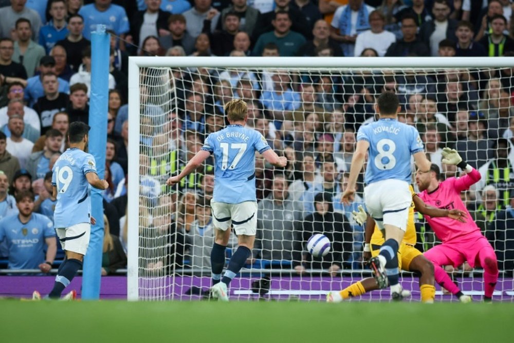 Manchester City's Kevin De Bruyne scored the winner against Wolves. AFP
