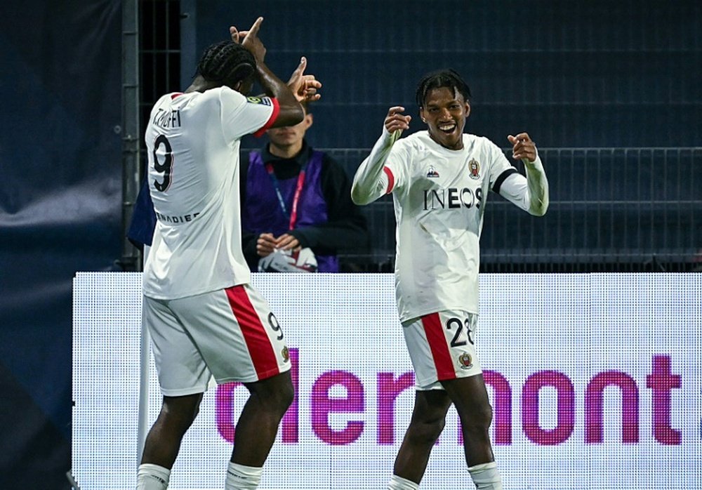 Boudaoui (R) scored Nice's winning goal against Clermont. AFP