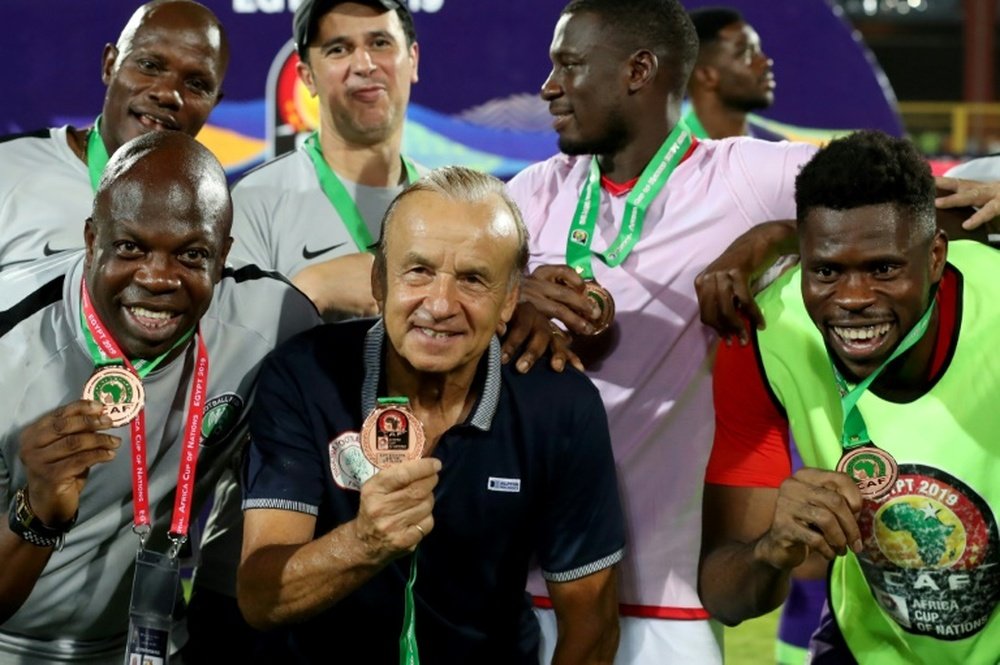 Nigeria coach Gernot Rohr in July 2019 after claiming the AFCON 3rd place. AFP