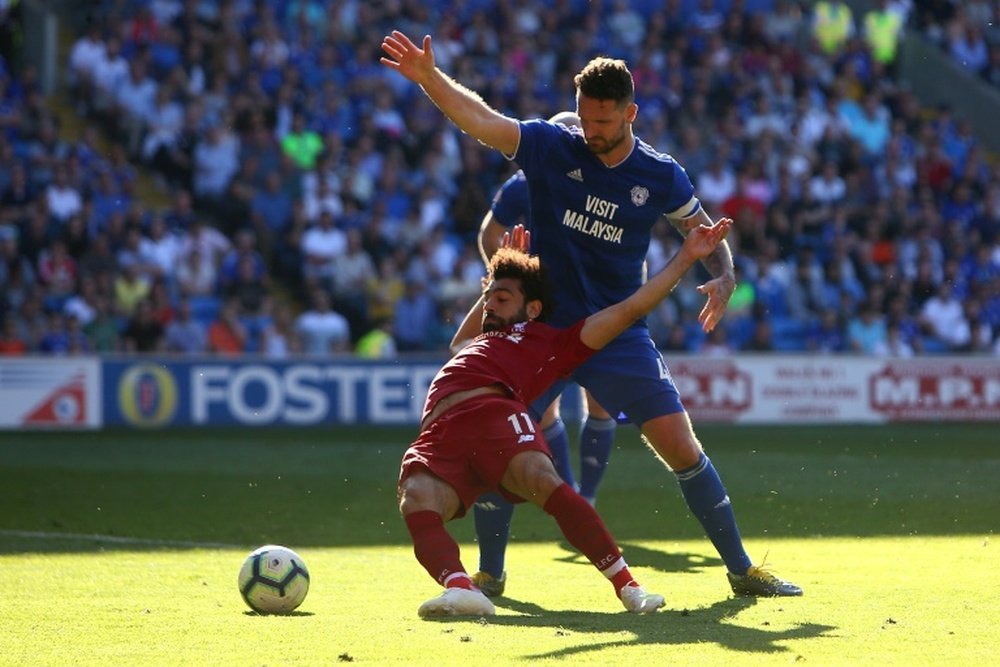 Mo Salah earnt Liverpool a penalty against Cardiff. AFP