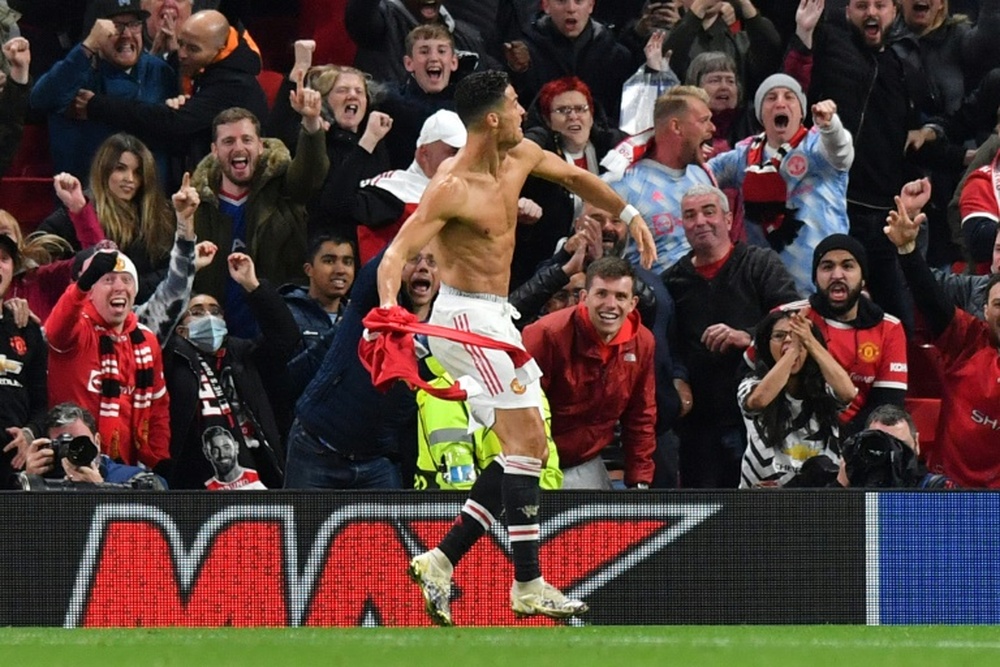 Cristiano Ronaldo scored Manchester Unitieds winner against Villarreal deep into stoppage time. AFP