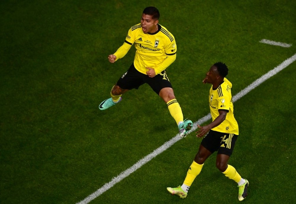 Cucho Hernandez (L) and Yaw Yeboah were on target for the Columbus Crew. AFP