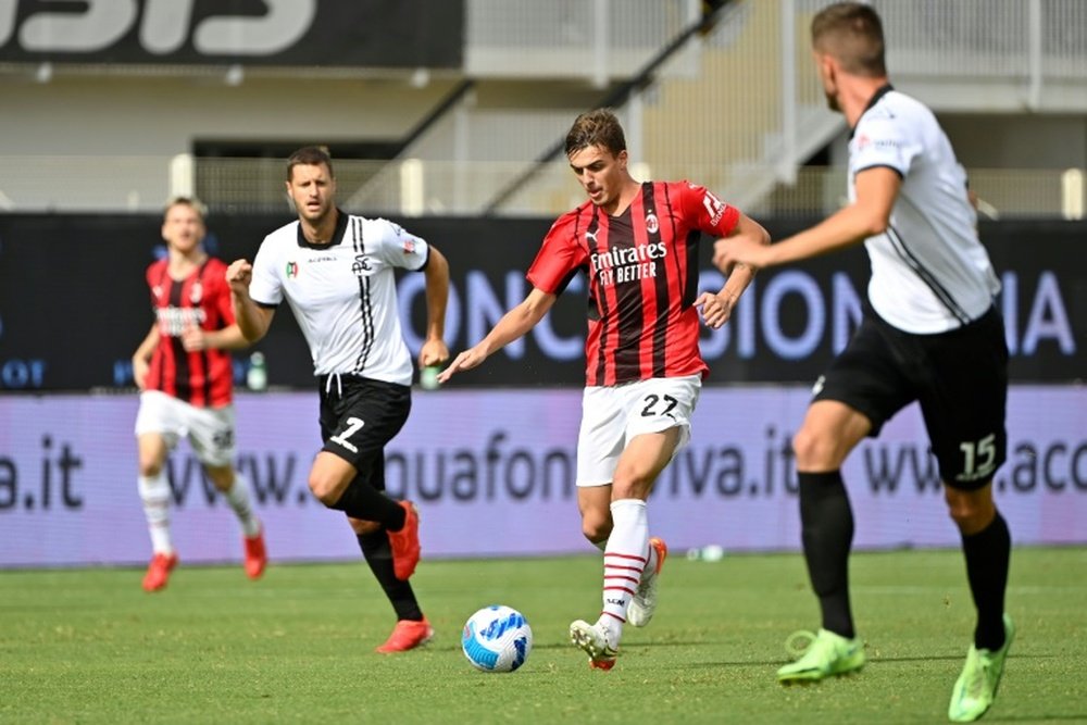 Daniel Maldini scored in his first Serie A start. AFP