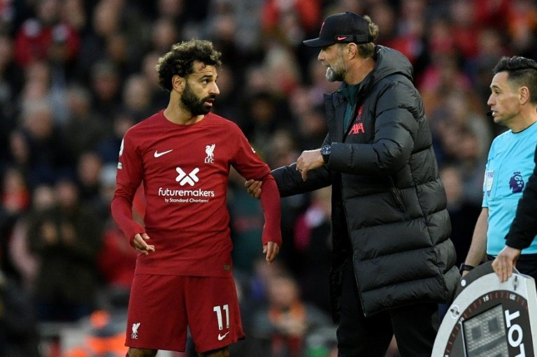 Klopp is confident Mohamed Salah will remain at Liverpool this season. AFP