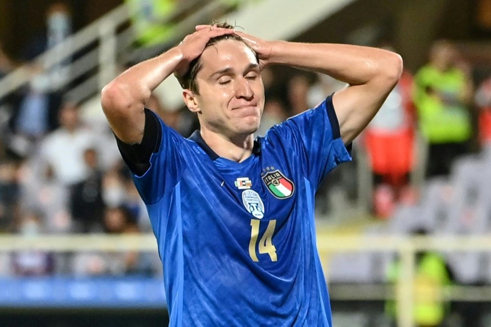 Chiesa scored but couldnt help Italy to a win over Bulgaria. AFP