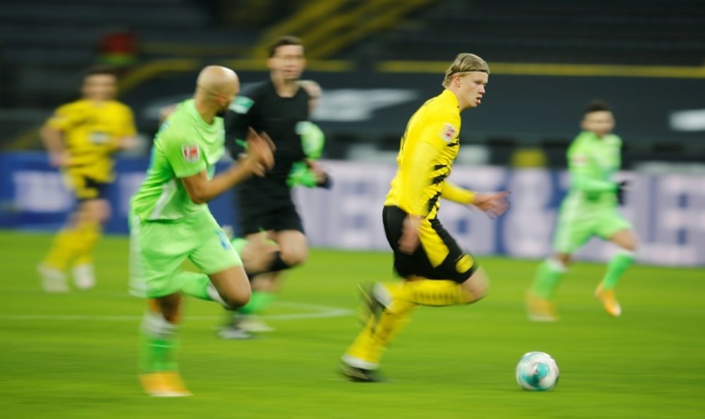 Erling Braut Haaland (C) made his Borussia Dortmund comback. AFP