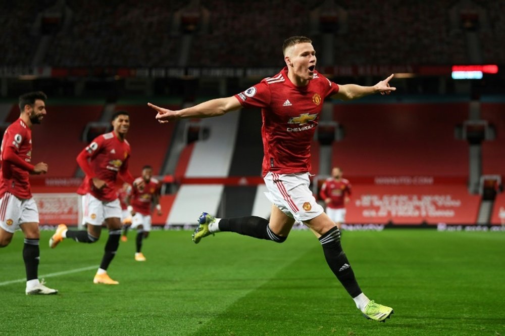 Scott McTominay scored twice inside the first three minutes as Man Utd thrashed Leeds. AFP