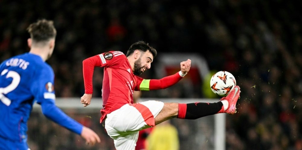 Bruno Fernandes' late winner rescued Manchester United against Rangers. AFP