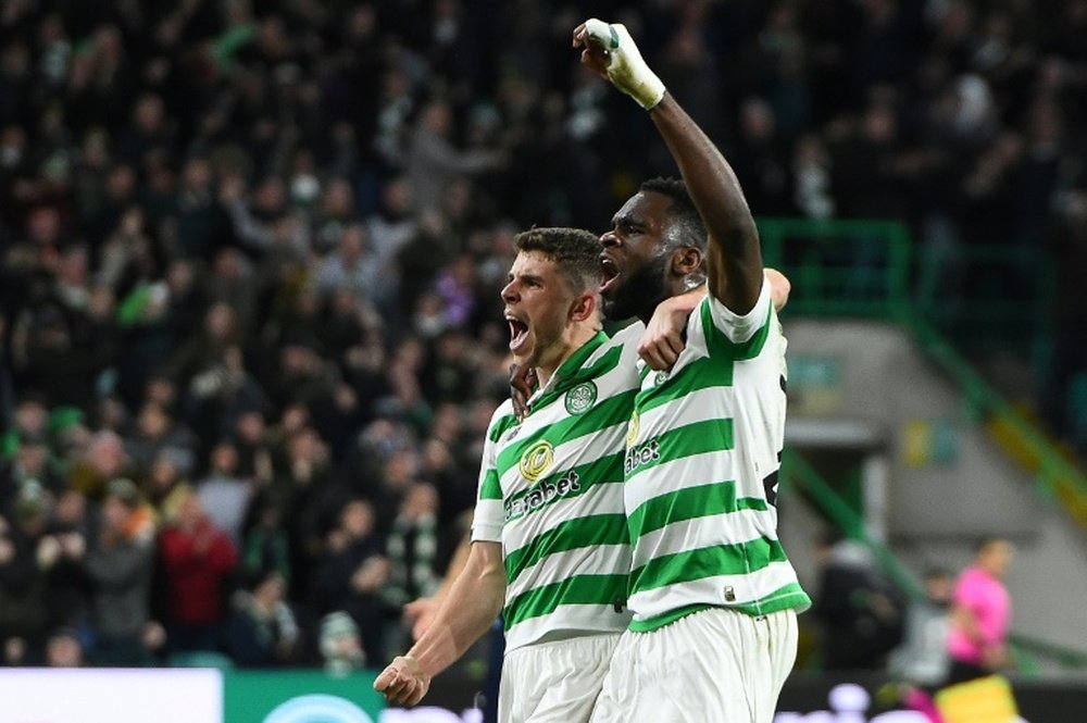Christie (L) and Edouard combined in Celtic's first goal in their win over Lazio. AFP