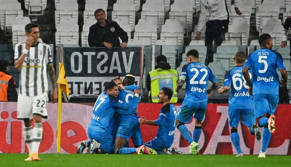 Raspadori fires Napoli past Juve and to the brink of title glory. AFP