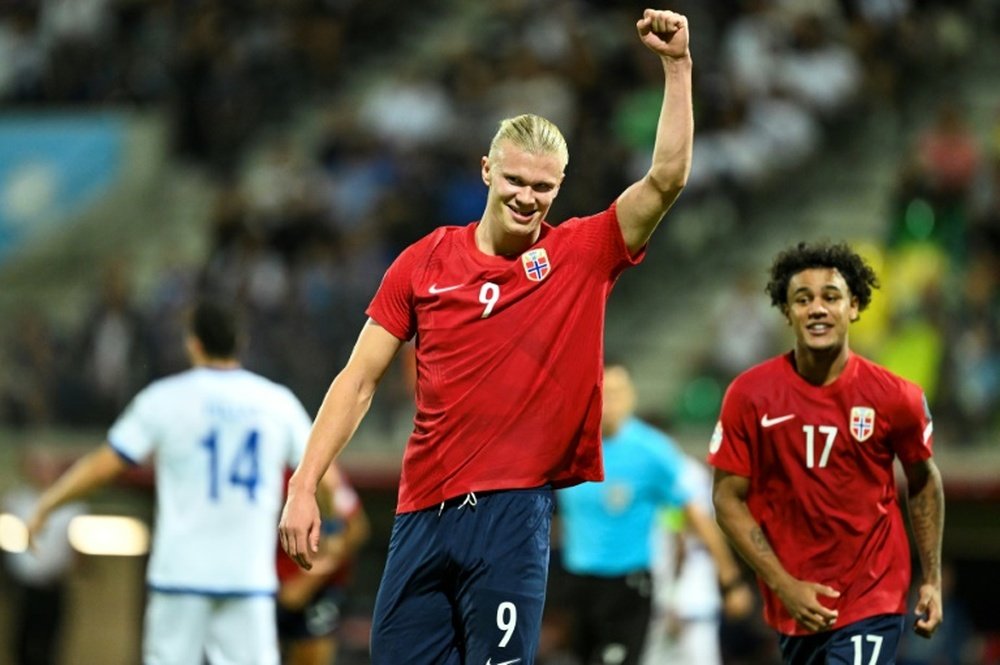Haaland netted twice against Cyprus to give his team a chance of qualifying for Euro 2024. AFP