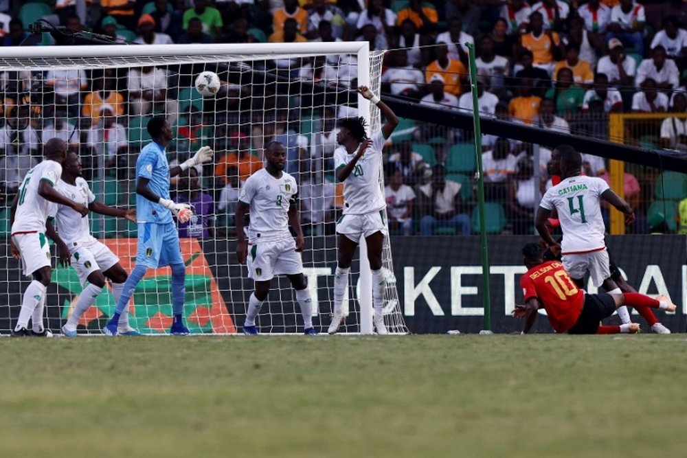 Gelson Dala (2R) scored a goal in each half as Angola saw off Mauritania. AFP