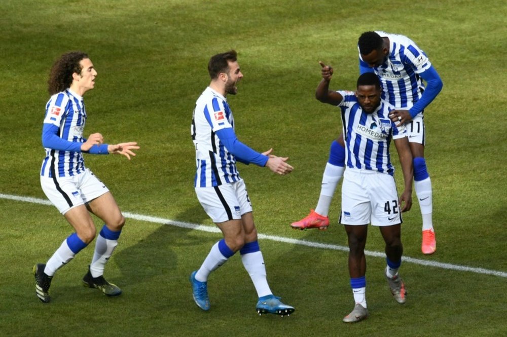 Hertha Berlin got a 3-0 win v Leverkusen. AFP