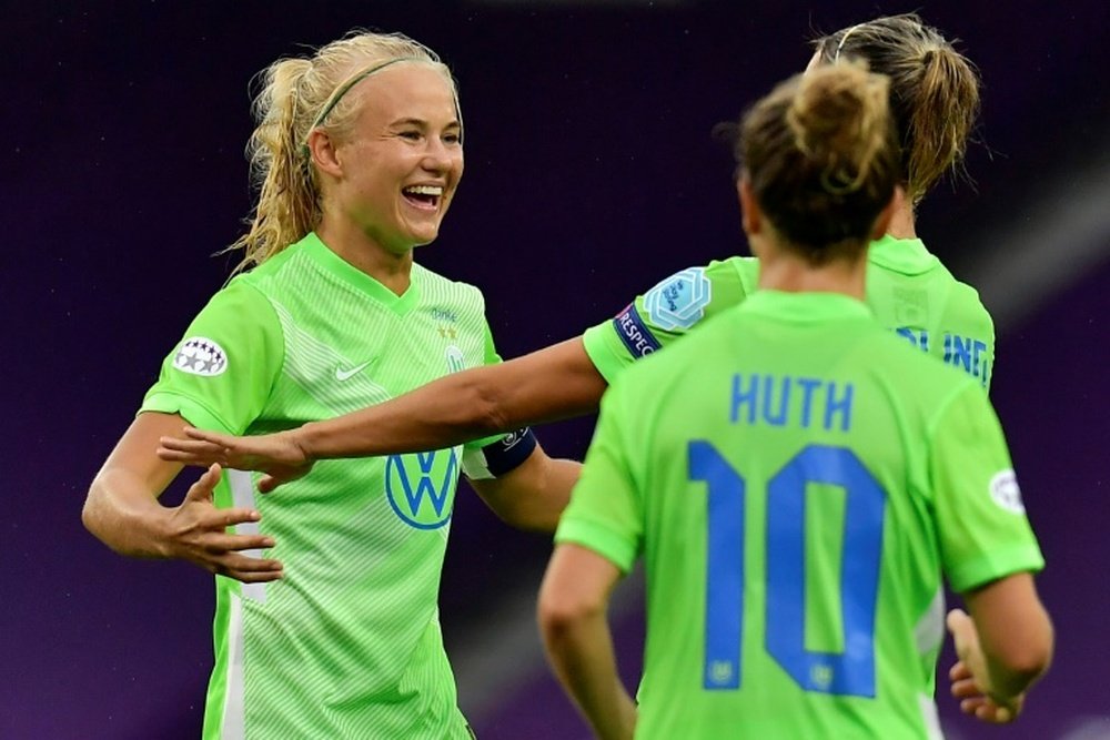 Pernille Harder scored four as Wolfsburg beat Glasgow City 9-1. AFP
