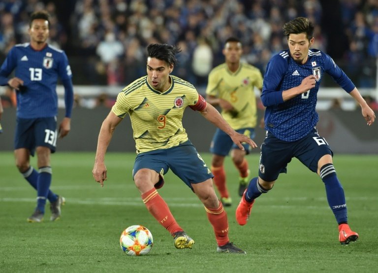 Falcao scoring the only goal of the game. AFP