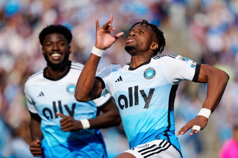 Wilfried Zaha scored on his MLS debut for Charlotte FC. AFP