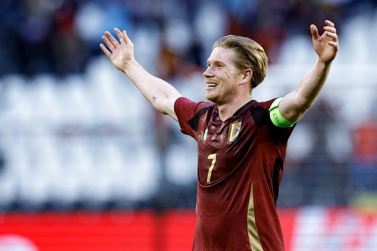 Kevin De Bruyne celebrated his 100th Belgium cap on Wednesday. AFP