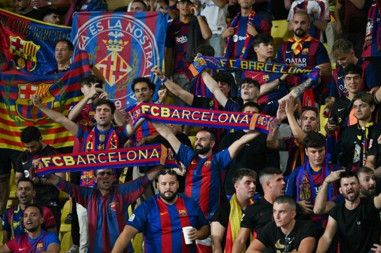 Fans of the Spanish club displayed a Flick Heil sign. AFP